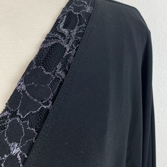 GIGI Black Knit Maxi Dress Formal Evening Lace Insert Full Sweep Lined Size 12 - Picture 3 of 13